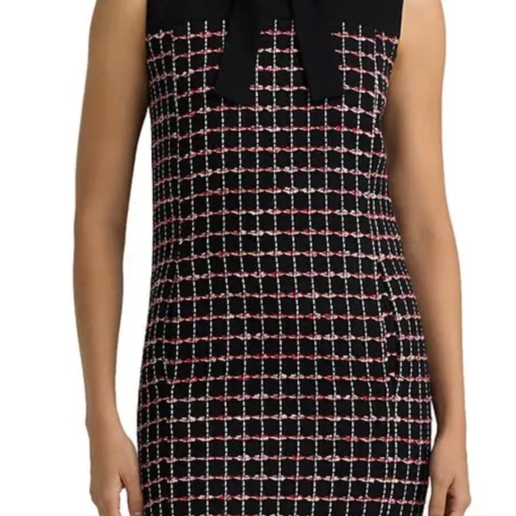 St John Women's Bow-Embellished Tweed Mini Dress in Black/haute Red/pearl Multi - Picture 8 of 12
